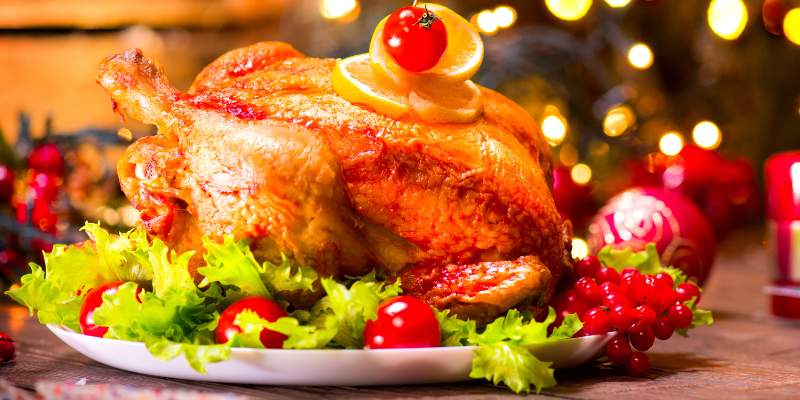 Pollo relleno al horno para navidad
